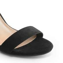 Women Ankle Strap Chunky Heeled Pump Sandals Comfortable Open Toe Classic Heeled Sandals For Party, Wedding, Prom, Valentine's Day - 黑色/麂皮 - 查看 8