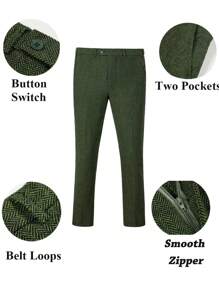 Tween Boys Suits Tweed 3-Pieces Suit Set Toddler Tuxedos Dresswear Ring Bearer Outfit Wedding Blazer Vest Pants Formal Suits For Kids Dark Green Size 6-14Y - Dark Green - View 6