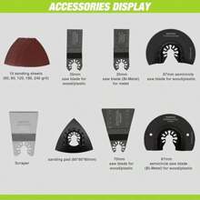 WORKPRO Oscillating Multi Tool 300W 7 Variable Speeds 3° Oscillation Angle Quick Change Blade System 17pc Accessories Kit Make It A Details Sander Cutter Scraper Grinder - BlackandGrey1 - View 5