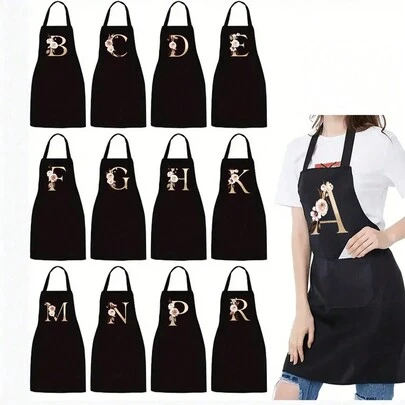 1pc Black Kitchen Cooking Apron, Modern Polyester Oil-Proof Apron, Black Kitchen Apron, Polyester Apron, Suitable For Gardening, Kitchen And Housework, Great For Home, Restaurant And Cooking