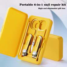 6 In 1 Plastic Box Nail Clipper Set, Nail Clipper Set With Ear Pick And Nail File, Sharp Edge Fingernail And Toenail Clipper Cutter For Manicure And Pedicure, It Is The Preferred Choice For Personal Use And Gifts