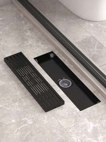 1个黑色地漏，加厚型浴室/酒店淋浴地漏，房间工程矩形线性地漏，大排水除臭地漏浴室配件浴室工具