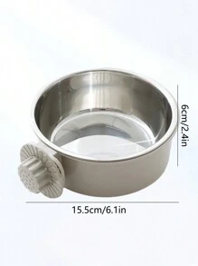 PETSIN 1pc Stainless Steel Hanging Dual-Purpose Pet Bowl With Anti-Spill Fixation For Dog Crate Use