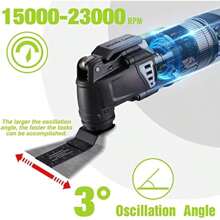 WORKPRO Oscillating Multi Tool 300W 7 Variable Speeds 3° Oscillation Angle Quick Change Blade System 17pc Accessories Kit Make It A Details Sander Cutter Scraper Grinder - BlackandGrey1 - View 3