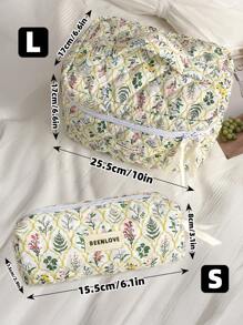 1Pc/Set Vintage Delicate Floral Quilted Makeup Bag, Large Capacity Travel Toiletry Pouch With Handle, Multi-Functional Cosmetic Storage Bag For Lipstick, Jewelry, Tissues, Sanitary Napkins, Toiletry Bag For Travel, Daily Use, Perfect Gift For Valentine's Day, Mother's Day, Anniversary, Vacation, Daily Use, New Style 2025 (Random Cutting).
