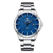 NARY 1pc Men's Watch Stainless Steel Luxury Large Dial Waterproof Date Sports Watch, Brand Original Luxury Waterproof Luminous Quartz Watch,New Style Male Clock 6151