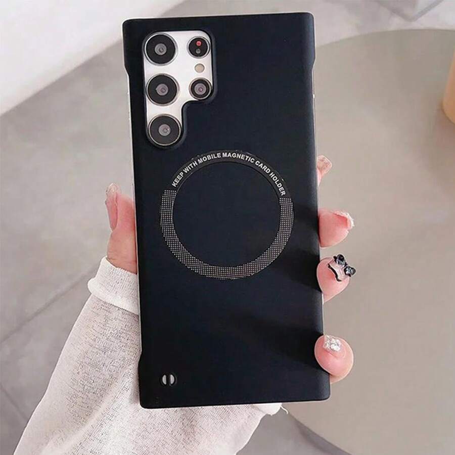 手机壳适用于三星 Galaxy S25 S25+ S25 Ultra 简约单色磁吸无框半边超薄散热手机套适用于 S24 FE S23 Ultra 兼容 iPhone 系列 - 黑色 - 查看 1