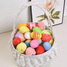 Easter Tote Bag, Cute Rabbit Floral Large Capacity Basket Children Festival Present Bag - Multicolor - View 9