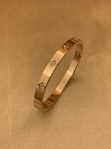 1 件优雅玫瑰金金属手链，18K 镀金，不褪色，独特设计，奢华高端手链，适合女友礼物、节日、派对、活动、海滩、时尚穿着 - 玫瑰金 - 查看 7