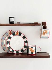 1pc Limited Edition Vintage Donkergroene Handgeschilderde Relief Bell Puppy Mok, Koffie/Thee Kopje & Ontbijtbord Cadeau