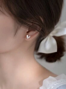 1 pereche de cercei tip fluture din argint S925 cu zirconiu cubic, accesorii elegante de bijuterii, potrivite pentru cadou de ziua de naștere/festival a unui prieten - Fluture - Vizualizare 4