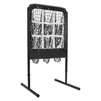 CNCEST Baseball Throwing Net, Free Standing Nine Hole Training Net, Black 9 Compartments Baseball Throwing Net, 38.98-45.28in Adjustable Height Training Net For Patios, Ballparks, Family Backyard And Other Outdoor Places