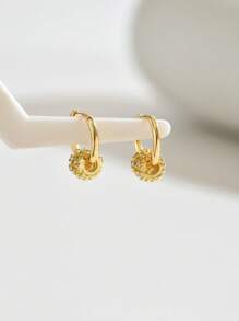 1 对镶有水钻的腰形合金耳环，适合派对和宴会佩戴 - 彩色 - 查看 3