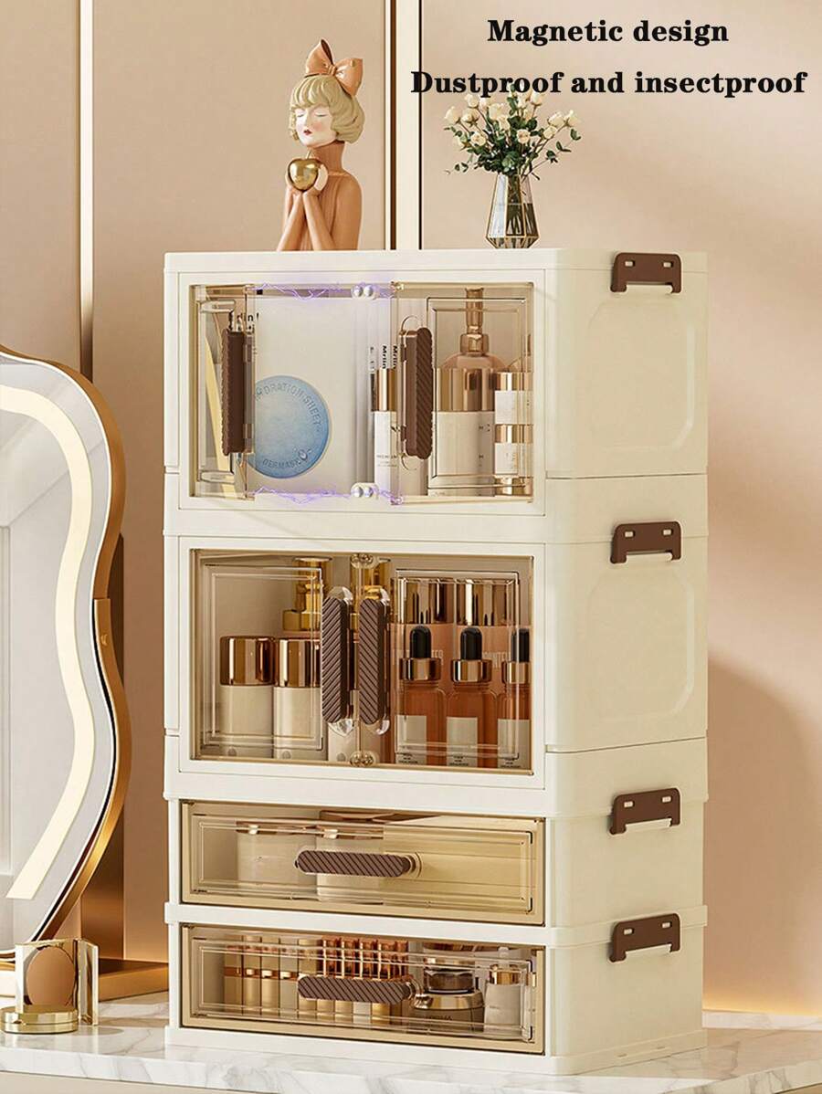 Dust-Proof High-End Drawer Organizer, Storage Racks For Cosmetics And Skincare Products, Makeup Vanity Table - Multi-Layer Drawers Dual Cabinet Storage Rack