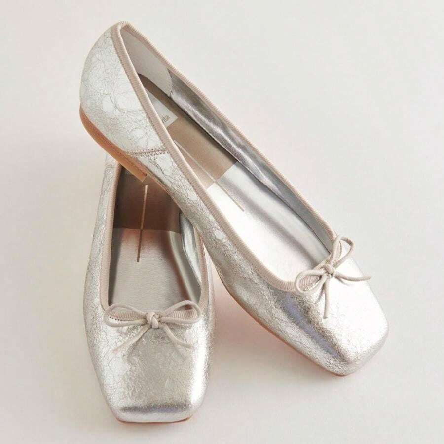 Dolce Vita Anisa Bet Flats Silver Distressed Leather