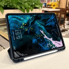 深蓝色蜂窝状 TPU 笔槽全包裹平板电脑保护套,带磁扣和笔架,三折支架,适用于多个品牌的各种 iPad 型号 - 寶藍色 - 查看 9
