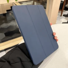 深蓝色蜂窝状 TPU 笔槽全包裹平板电脑保护套,带磁扣和笔架,三折支架,适用于多个品牌的各种 iPad 型号 - 寶藍色 - 查看 4