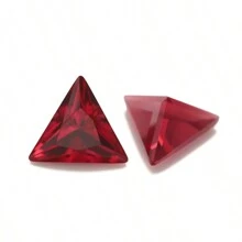 一颗 100% 实验室培育红宝石三角形切割宝石，用于制作饰品高级珠宝制作材料 DIY - 紅色 - 查看 5