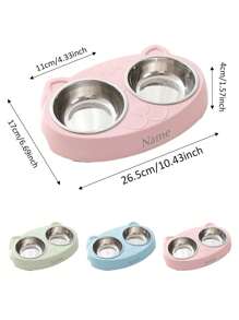 1 Personalized Pet Double Bowl With Customized Name Ornamental,Engraved,Stainless Stylish,Fashion,Colorful,Vintage,Cute,Contracted,Cuties Custom,Unique,Customized,Personalized Pet For Anniversaries,For Birthdays - Multicolor - View 4