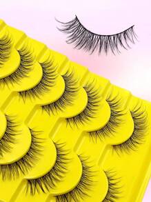 Asiteo 10对自然妆效假睫毛，柔软3D仿貂毛睫毛，可重复使用，适合日常妆容 - 自然纖長款 - 查看 6