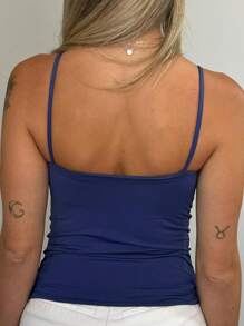 Thin Strap Tank Top In Polyamide Blouse With Lining Suplex Blouse - Dark Blue - View 4