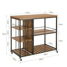 SoBuy SVW18-F, Serving Trolley Kitchen Trolley Cart Mobile Kitchen Shelf Kitchen Storage Trolley With 5 Shelves - Brown - View 2