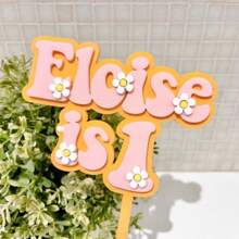 1pc Personalised Double Layer Acrylic Cake Topper, Daisy Flower Cake Topper, Groovy Birthday Custom Name Cake Topper, Dessert Table Decor For Parties, Ornamental Baking Accessory, Customized Cake Topper, Glitter Cake Toppers - Multicolor - View 5