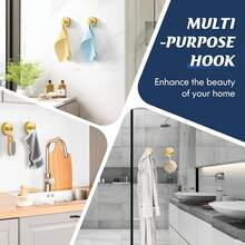 Suction Cup Hooks For Shower,Shower Hooks For Inside Shower, Suction Cup Hooks For Wreaths On Glass,Windows,Tile,Mirrors,Metals,Towel Hooks For Bathrooms For Hanging Towels, Robe, Loofah-Gold(4 Pack) - Gold - View 3