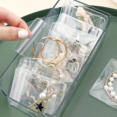 Jewelry Storage Bag, Sealed Jewelry Pouch, Small Transparent Jewelry Bag, Souvenirs, Miscellaneous, Earring Storage Bag, High-End Anti-Tarnish Jewelry Storage Bag - Compact Transparent, Ideal For Necklaces, Bracelets And Rings - Convenient For Travel, Space-Saving Display Rack, Self-Sealing Jewelry Storage Bag - PVC Zipper Bag, Portable Transparent PVC Jewelry Bag, Suitable For Rings, Earrings