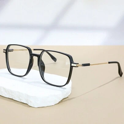 1pc Fashionable Ombre Ocean Style Outdoor Activity Transparent Glasses,Unisex Light Glasses Retro Square Classic Flat Light Glasses