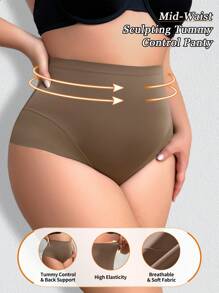 3pcs Women Plus Size Seamless High Waist Shapewear Pants, Waist And Abdomen Shaping, Butt Lifting, Tight Shorts Combo - Multicolor - View 3