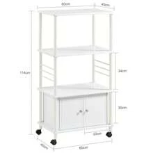 SoBuy FRG12-W, Kitchen Microwave Shelf, Kitchen Storage Cabinet Shelf, Kitchen Serving Trolley, 60x40x115cm - White - View 2