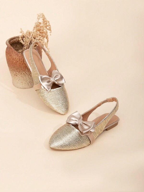 New Girls' Simple & Elegant Pointed-Toe Flat Dress Shoes For Party & Performance, Spring/Autumn