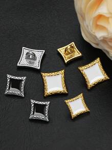 10pcs/Pack Metallic Texture Square Shiny Button, For Coat, Windbreaker, Shirt, Sweater, Suit, Cardigan, Jacket, Delicate Sewing DIY Accessory