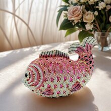 Elegant Fish-Shaped Crystal Clutch Formal Evening Bag - Hồng - Xem 1