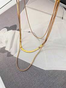 Nooxian Set de 3 collares de cadena de serpiente de acero inoxidable para mujer, juegos de collares superpuestos para uso diario - Amarillo Oro - Ver 4