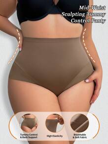 3pcs Women Plus Size Seamless High Waist Shapewear Pants, Waist And Abdomen Shaping, Butt Lifting, Tight Shorts Combo - Multicolor - View 2