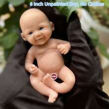 1 PC 6 Inch Super Mini Silicone Girl And Boy Super Soft Touch Painted Newborn Reborn Baby Doll Can Be Bathed In Water Best Gifts For Kids' Birthday, Festival Like Thanksgiving, Halloween And Christmas