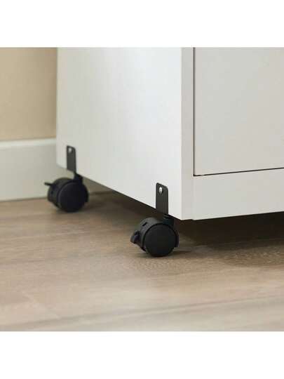 SoBuy FSB12 Microwave Cabinet Wheels, Kitchen Cabinet, Trolley, Beverage Trolley Shelves, Doors Drawer, White, Dimensions (W D): Approx. 62 119 40 Cm view 7