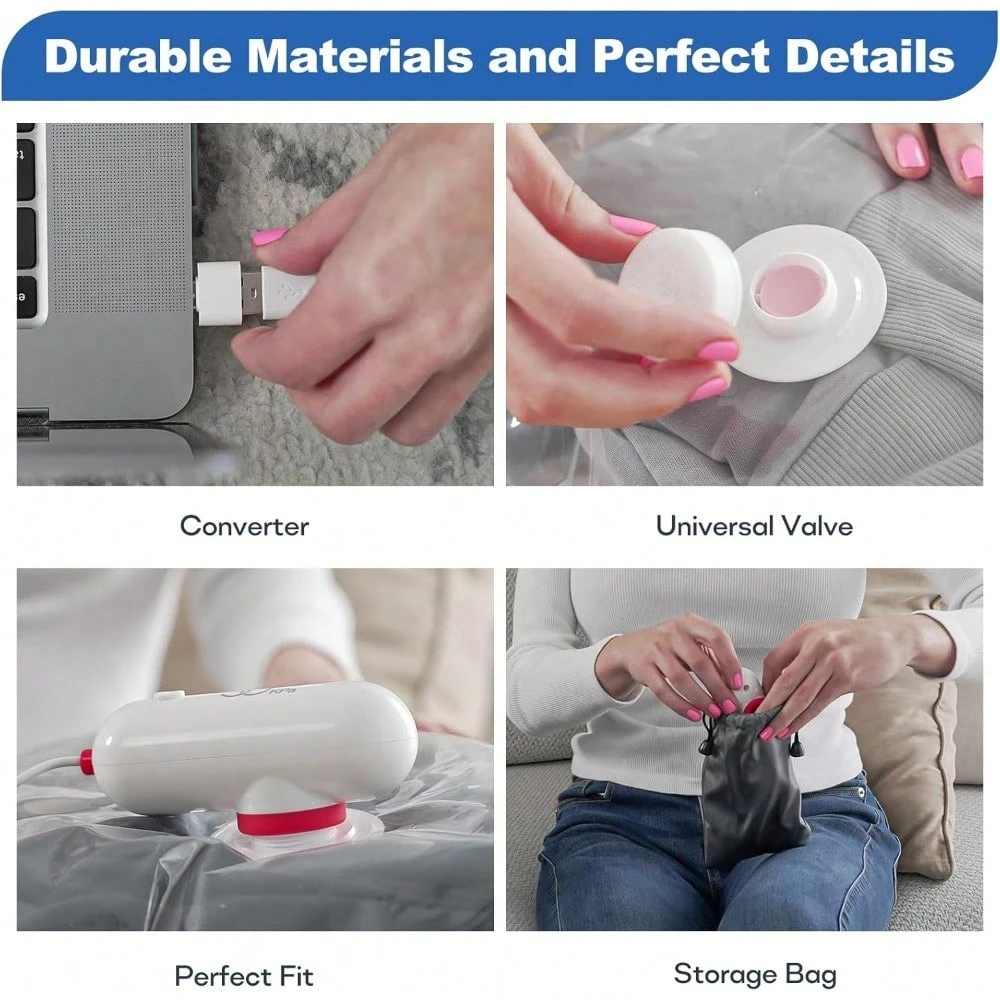 15 Pack Travel Vacuum Storage Bags With USB Pump Vacuum Packing Seal 15-pack-travel-vacuum-storage-bags-with-usb-pump-vacuum-packing-seal