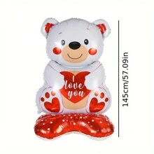 1 pieza Set de globo de peluche del Día de San Valentín con globo de aluminio con forma de corazón de 58 pulgadas"con cierre automático, diseño "Te Amo" - Perfecto para propuestas románticas, bodas y aniversarios, decoraciones del Día de San Valentín, globos de boda, decoración de boda, decoración del hogar, decoración de la habitación, recuerdos de fiesta para la novia