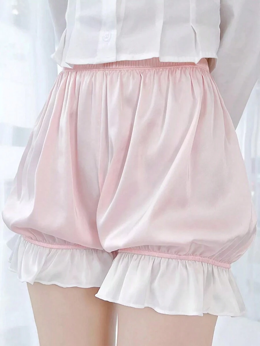 Womens Lolita Bloomers Ruffle Pumpkin Pants Bottom Shorts - Pink - View 1