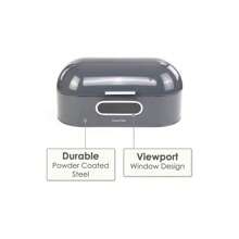 Calitek Retro Bread Bin Round Top Kitchen Counter Coated Carbon Steel Grey - Grey - View 2