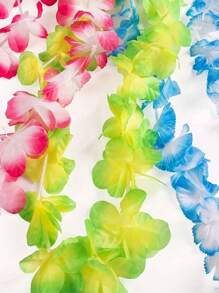 50pcs Hawaiian Flower Leis, Hawaiian Flower Necklaces, Tropical Hawaiian Floral Theme Party Favors, Hibiscus Flowers, Suitable For Summer Pool Parties And Hawaiian Themed Parties, Summer Decorations, Party Decorations And Supplies, Holiday Wedding Beach Birthday Decorations, Hawaiian Flower Leis Party Supplies (Random Colors) - Multicolor - View 6