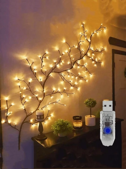 1 件 1.85 米/6 英尺 96 LED 藤条灯，USB 供电人造植物藤蔓灯，可弯曲，8 种照明模式，适用于家居装饰/房间装饰/墙壁装饰/露台/节日派对/游戏室/办公室