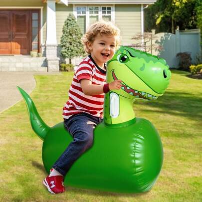 Inflatable Dino Riding Bouncy Hopping Toys, Ride On, Indoor, Outdoor Toys, Bouncy Horse For Girls And Boys, Durable, Bouncy Balls For Kids For Kids Ages 5+