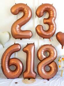 Bóng bay nhôm hình số màu cà phê cỡ lớn 40 inch, thích hợp cho trang trí nền sinh nhật, kỷ niệm, Giáng sinh - Cà phê nâu - Xem 7