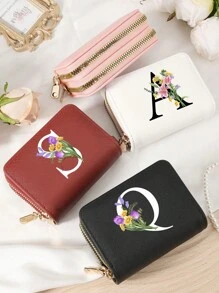 Burgundy Bag Charry Red Bag Wine Red Bag Large Capacity Multi Double Zipper Card Holder Wallet Business Card Holder Credit Card Holder Women For Women Wallet Mini Wallet Purse Wallet Card Wallet - Burgundy - View 4