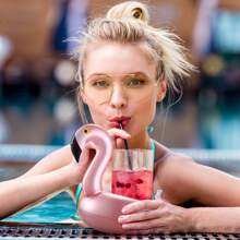 12 Pieces Inflatable Drink Holder Flamingo Drink Floats Reusable Inflatable Cute Animal Cup Coasters Pool Cup Holders For Summer Swimming Party, Beach Essentials, Beach Accessories - Rose Gold - View 3