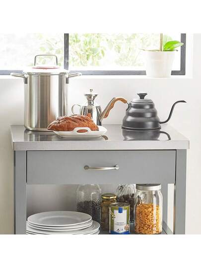 SoBuy FKW22 SCH, Kitchen Trolley Cart Storage Serving Cabinet Stainless Steel Worktop view 9